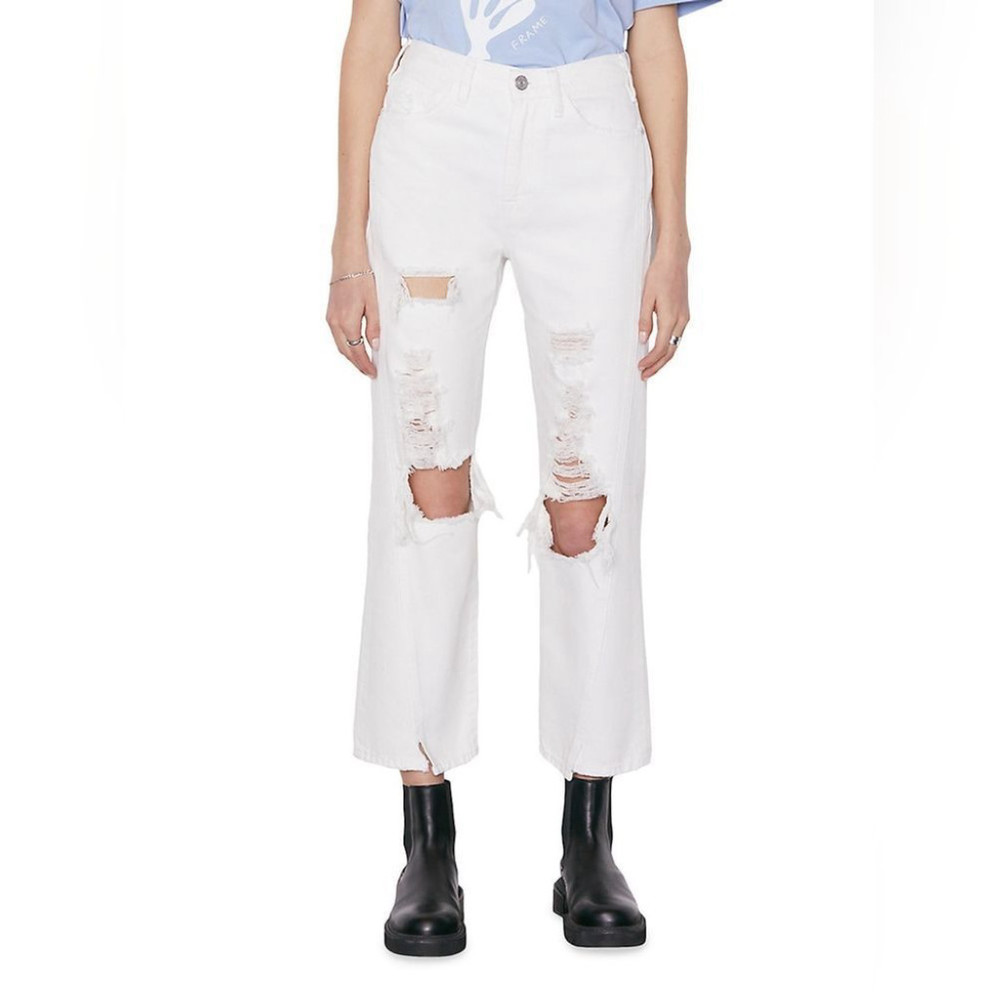 COPY - FrameLe Jane Mid-Rise Distressed Cropped Straight-Leg Mini Slit Jeans si…